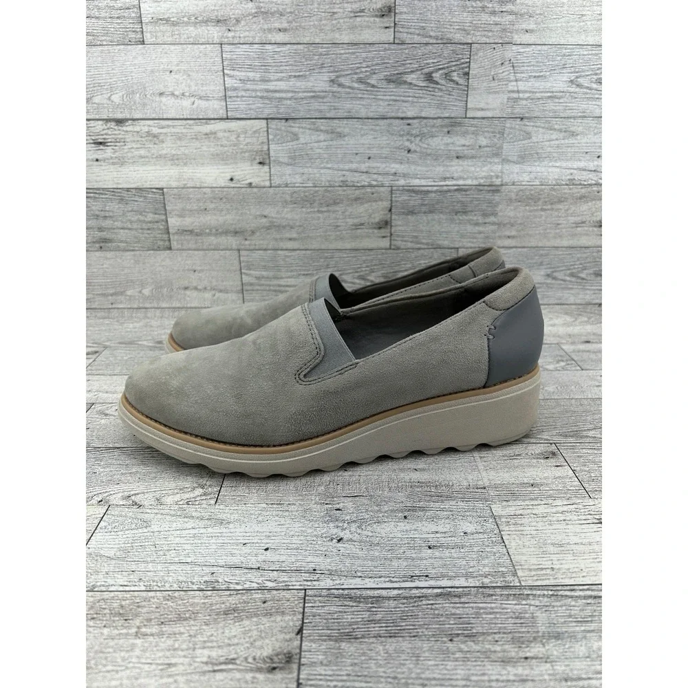 Clarks‎ Collection Womens Gray Suede Slip On Ultimate Comfort Shoes Size  8M